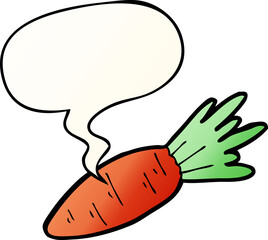 cartoon carrot and speech bubble in smooth gradient style