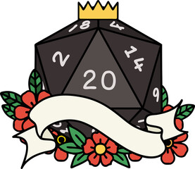 natural twenty D20 dice roll illustration