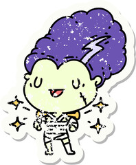 grunge sticker of tattoo style undead zombie bride character