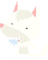 flat color style cartoon hungry wolf