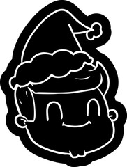 cartoon icon of a male face wearing santa hat