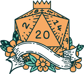 natural twenty D20 dice roll illustration