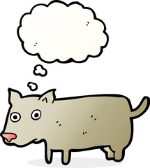 cartoon little dog with thought bubble