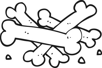 Naklejka premium black and white cartoon pile of bones