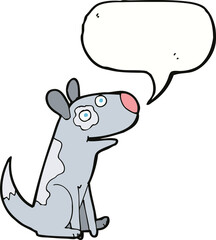 cartoon happy dog with speech bubble