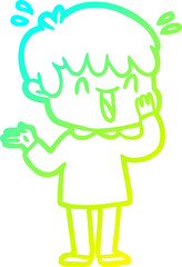 cold gradient line drawing cartoon laughing boy