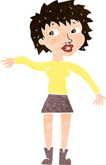 cartoon friendly woman waving