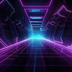 Fototapeta premium Website Background Purple, Black, Neon, Tron, Synthwave.Generative AI