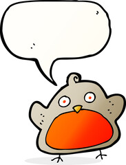 cartoon christmas robin with speech bubble