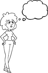 thought bubble cartoon surprised woman