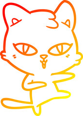 warm gradient line drawing cartoon cat
