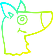 cold gradient line drawing cartoon happy dog