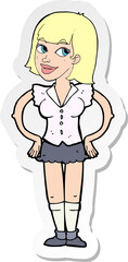 sticker of a cartoon woman with hands on hips