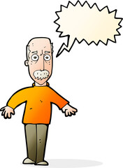 cartoon annoyed old man with speech bubble