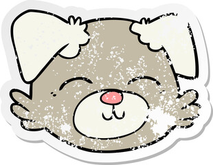 distressed sticker of a cartoon dog face