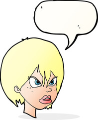 cartoon annoyed woman with speech bubble