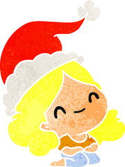 christmas retro cartoon of kawaii girl