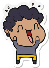sticker of a cartoon happy man
