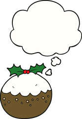 cartoon christmas pudding and thought bubble