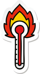 sticker of a cute cartoon hot glass thermometer