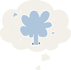 cartoon spouting water and thought bubble in retro style