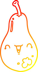 warm gradient line drawing cartoon pear
