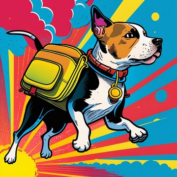 DOG TRAVEL POP ART