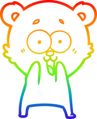 rainbow gradient line drawing excited teddy bear cartoon