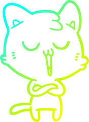 cold gradient line drawing cartoon cat singing