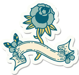 Fototapeta premium tattoo sticker with banner of a rose