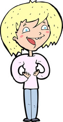 cartoon excited woman