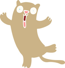 flat color illustration cartoon happy cat