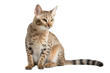 Fototapeta premium Savannah Cat On Isolated Transparent Background, png. Generative AI