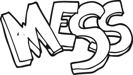 black and white cartoon mess