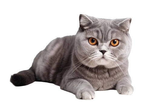 Scottish Fold Cat On Isolated Transparent Background, png. Generative AI