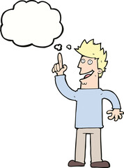 cartoon man with great new idea with thought bubble