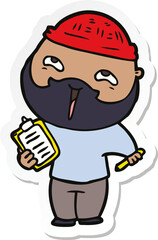 sticker of a cartoon happy bearded man