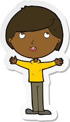 sticker of a cartoon happy boy