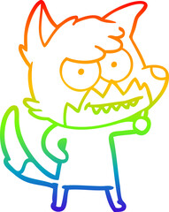 rainbow gradient line drawing cartoon grinning fox