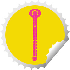 quirky circular peeling sticker cartoon thermometer