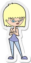 sticker of a cartoon angry woman
