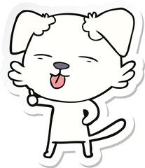 sticker of a cartoon dog sticking out tongue