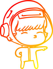 warm gradient line drawing cartoon curious astronaut
