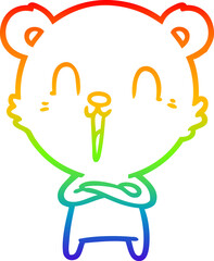 rainbow gradient line drawing happy cartoon bear