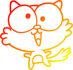 warm gradient line drawing cute crazy cat