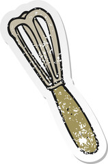 retro distressed sticker of a cartoon whisk