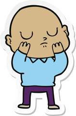 sticker of a cartoon bald man