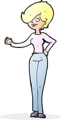 cartoon woman waving