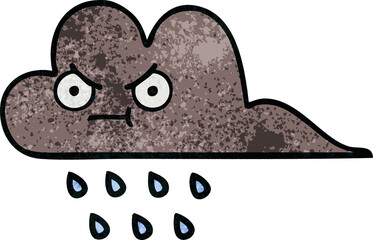 retro grunge texture cartoon storm rain cloud