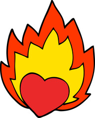 cartoon doodle flaming heart